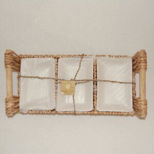 NWT Island Living Wicker Basket Tray with Bowls